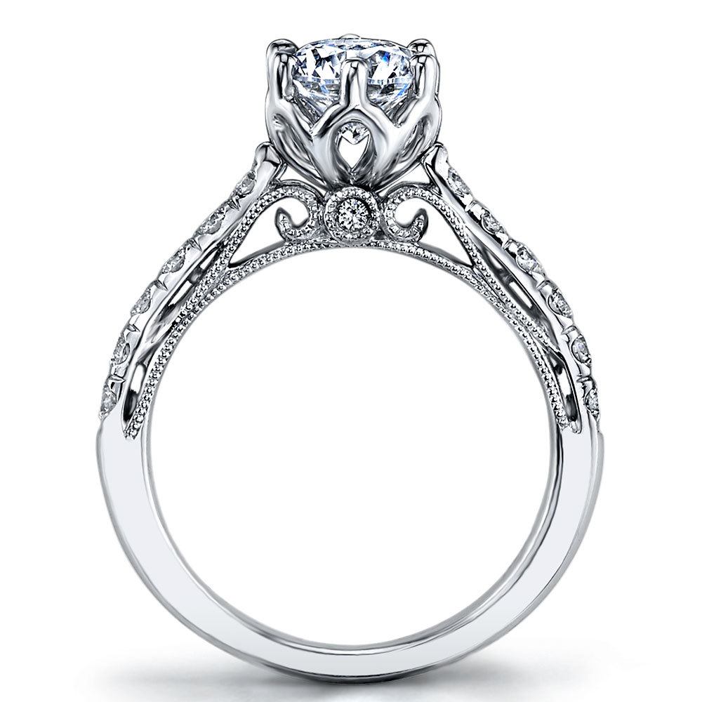 6 Prong Tapered Cathedral Setting Diamond Engagement Ring