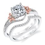 Wrap Floral Diamond Engagement Ring in White And Rose Gold