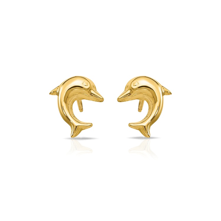 14K Gold Dolphin Earrings