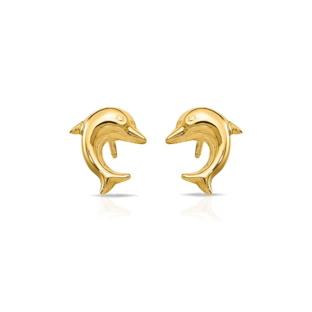 Gold Plated 925 Sterling Silver Cute Dolphin Shaped Small Stud Earring –  namana.london