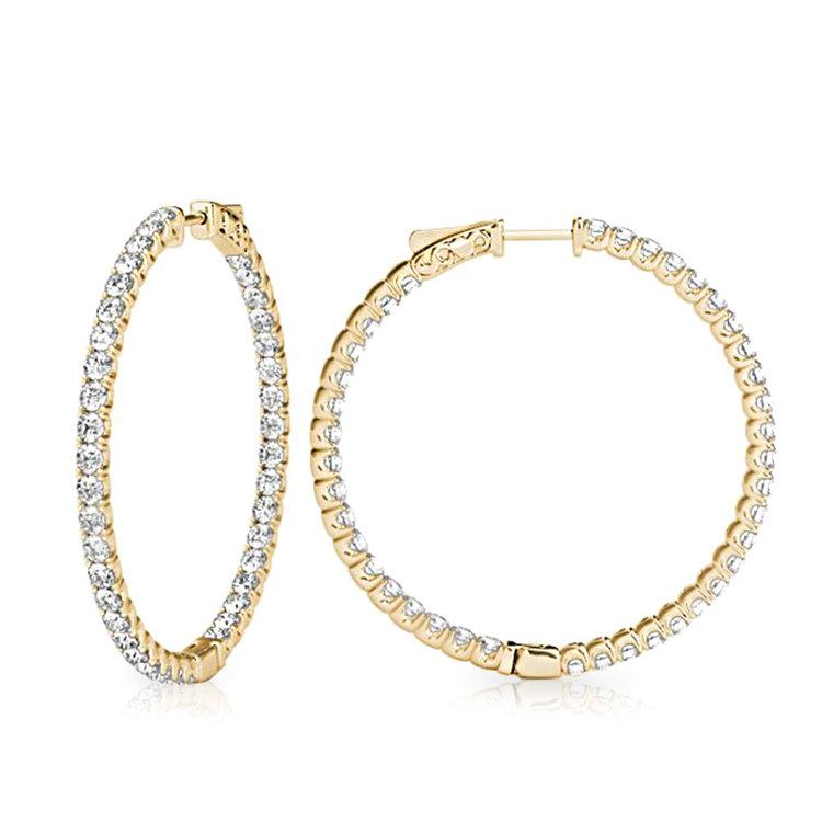 Diamond Hoop Earrings in Yellow Gold (3/4 ctw)