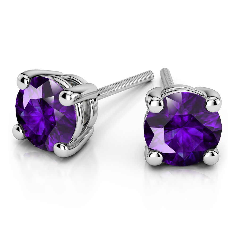 purple stud earrings gold