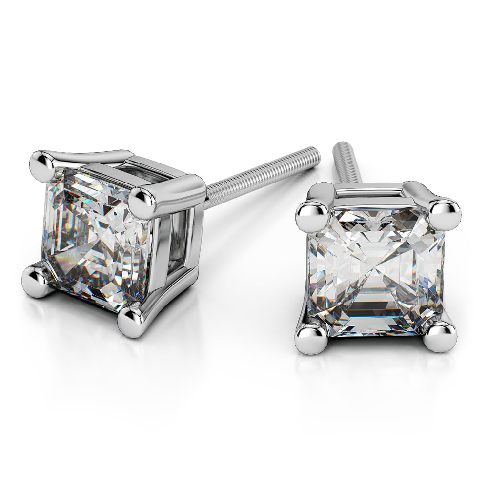Asscher Diamond Stud Earrings in Platinum (1 ctw)