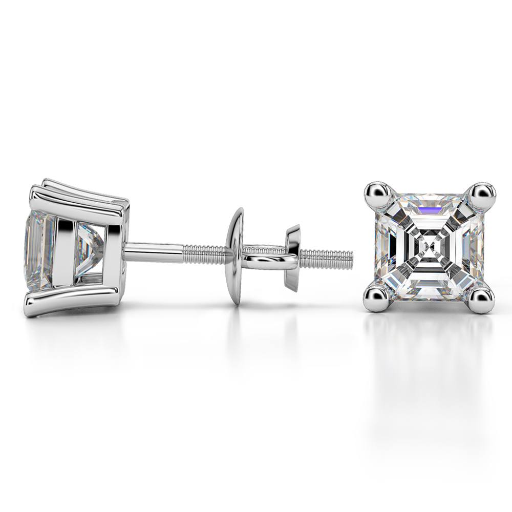 Two Carat Asscher Cut Diamond Earrings In Platinum