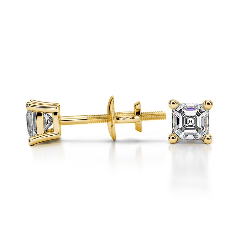 Asscher Diamond Stud Earrings in Yellow Gold (1/4 ctw)