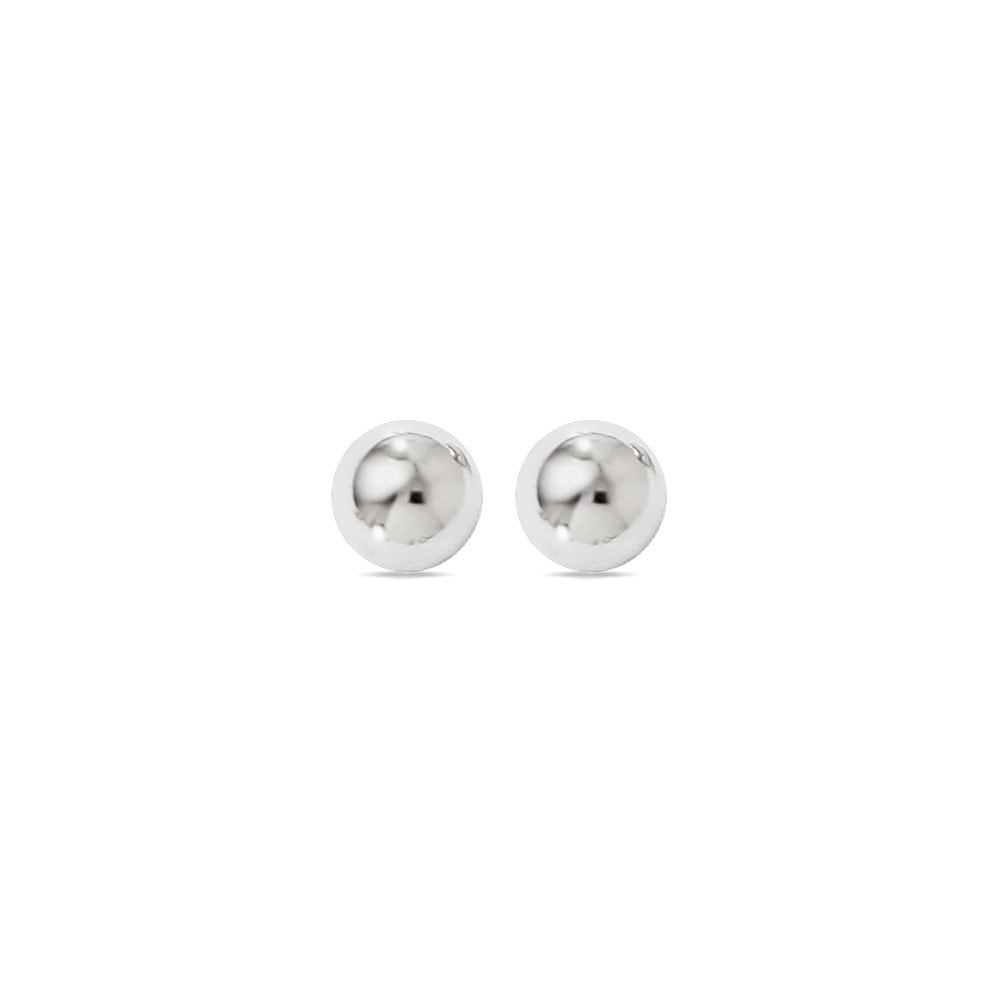 Ball Stud Earrings in White Gold (6 mm)