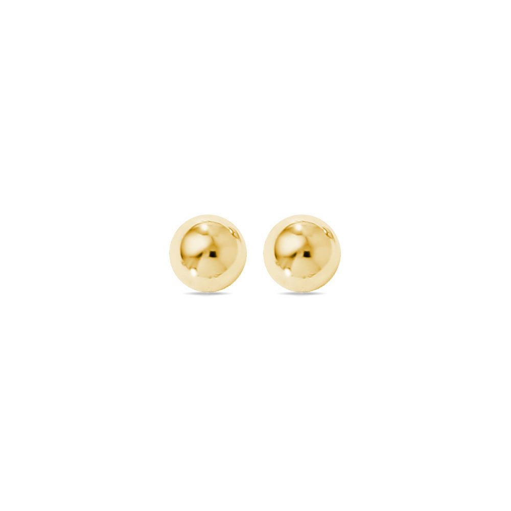 14KT Yellow Gold 6mm Black Onyx Round Ball Stud Earrings – LSJ