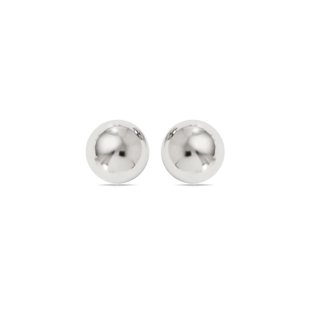 Ball Stud Earrings in White Gold (8 mm)