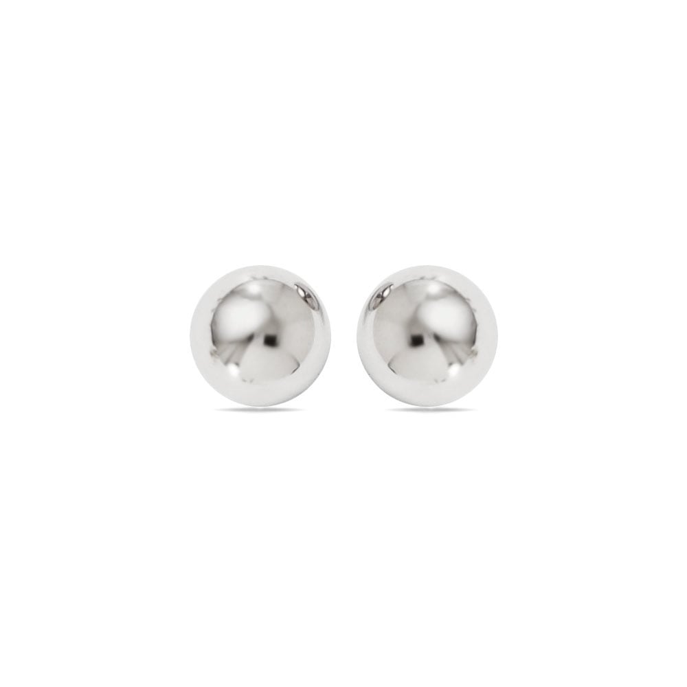 Ball Stud Earrings in White Gold (8 mm)