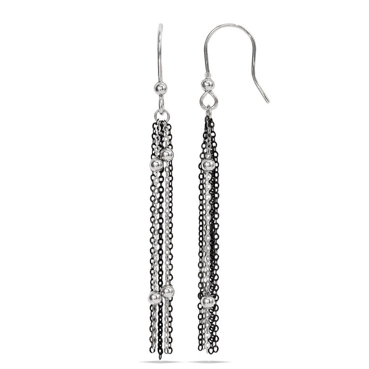 Chain Drop Earrings With Blackened Finish