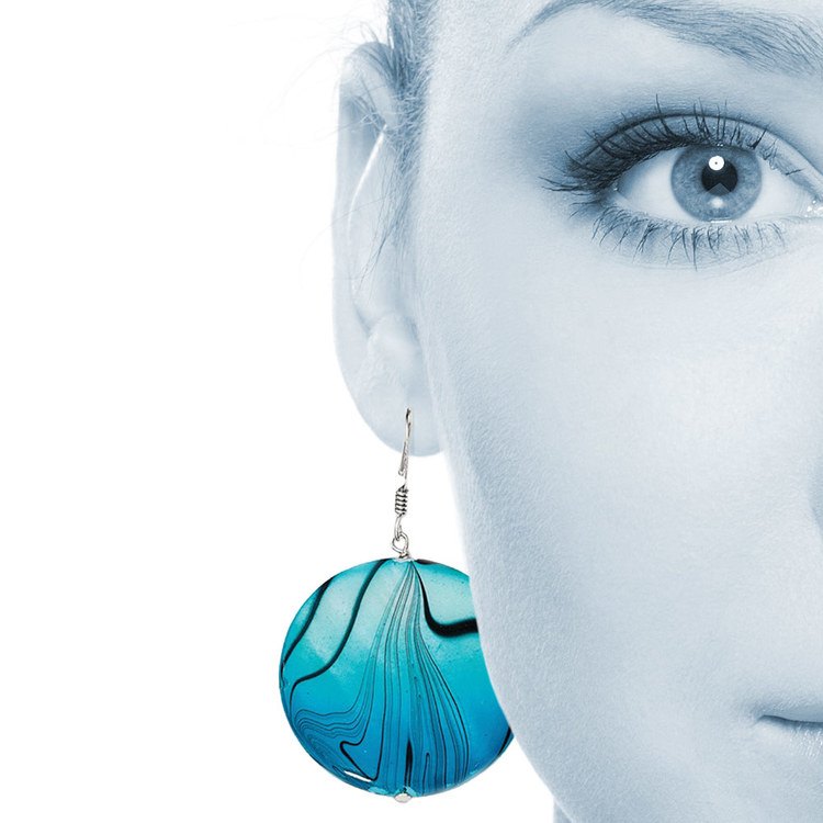 Blue Mother Of Pearl Dangle Earrings In Silver