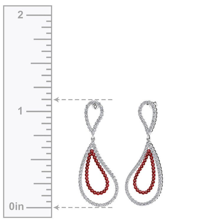 Curvy Diamond And Ruby Link Earrings In White Gold 6407