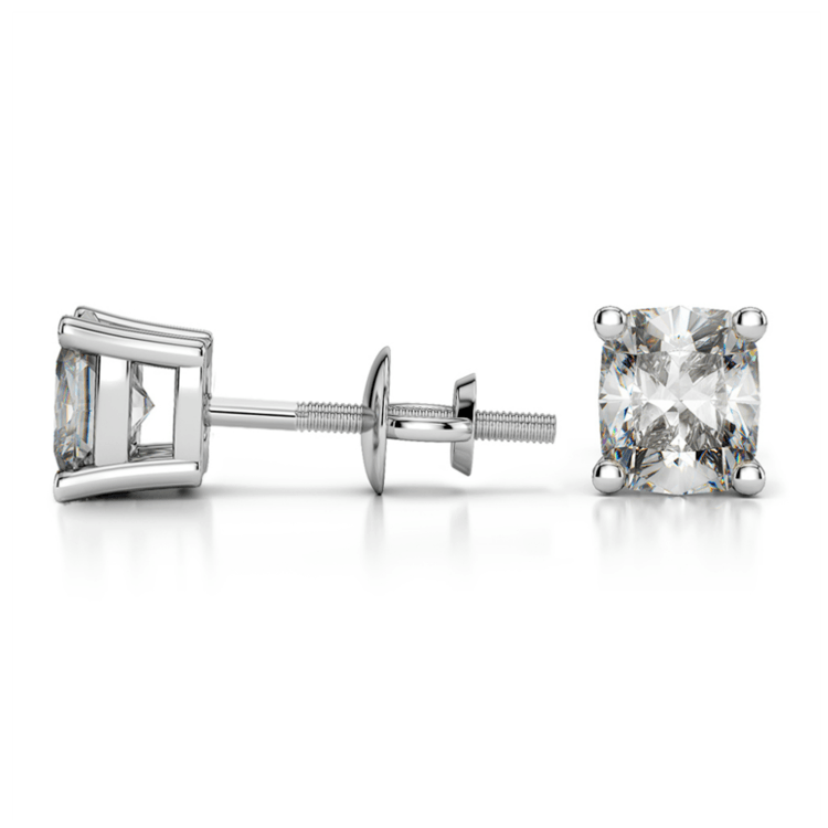 Sparkling Cushion Cut Diamond Earrings In Platinum (1 Ctw)