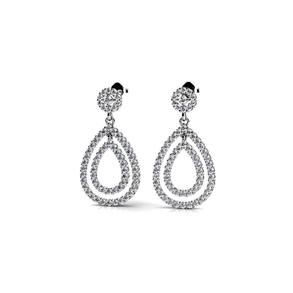 Glistening Diamond Link Earrings In 14k White Gold (1 Carat)