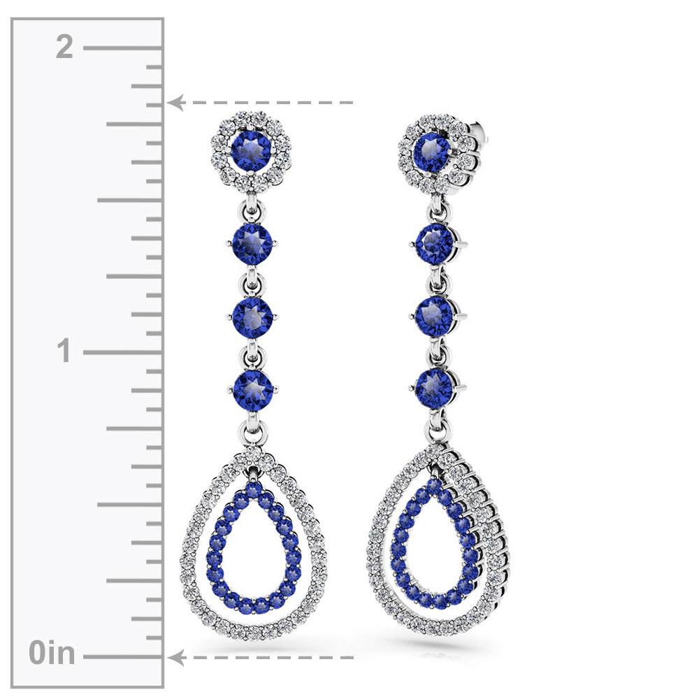 Diamond & Sapphire Teardrop Earrings in White Gold