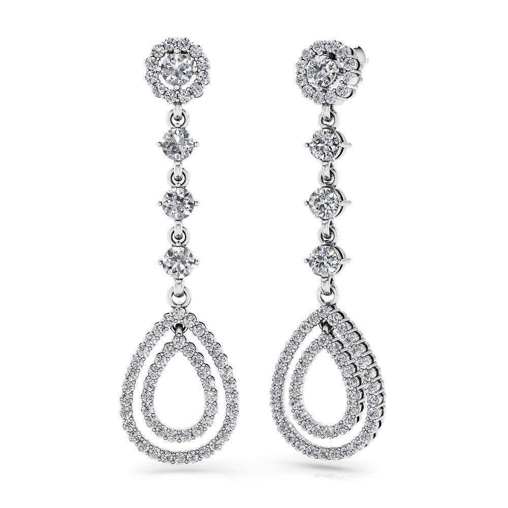 teardrop diamond earrings 14k white gold