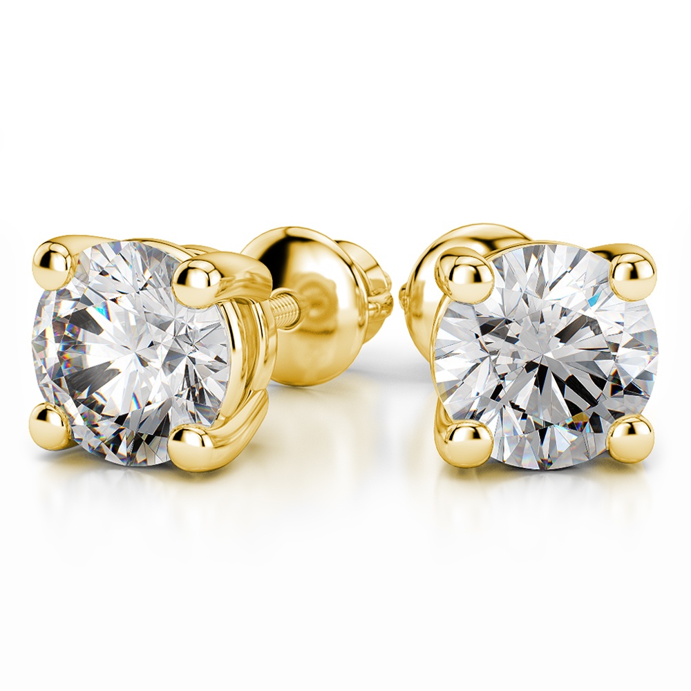 Four Prong Earring Settings (Round) in Yellow Gold