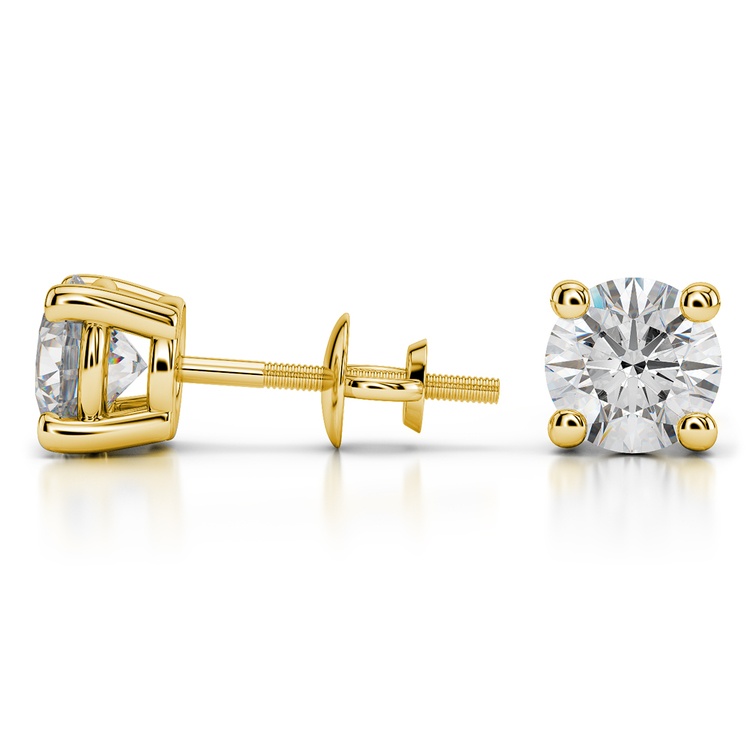 Four Prong Earring Settings (Round) in Yellow Gold