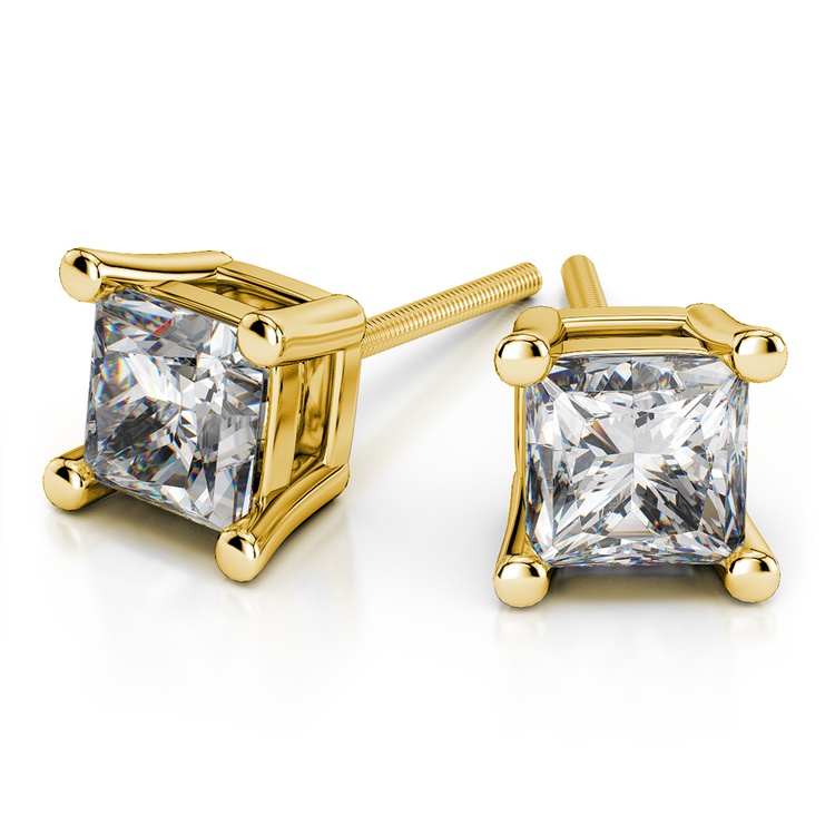 Four Prong Earring Settings (Square) in Yellow Gold