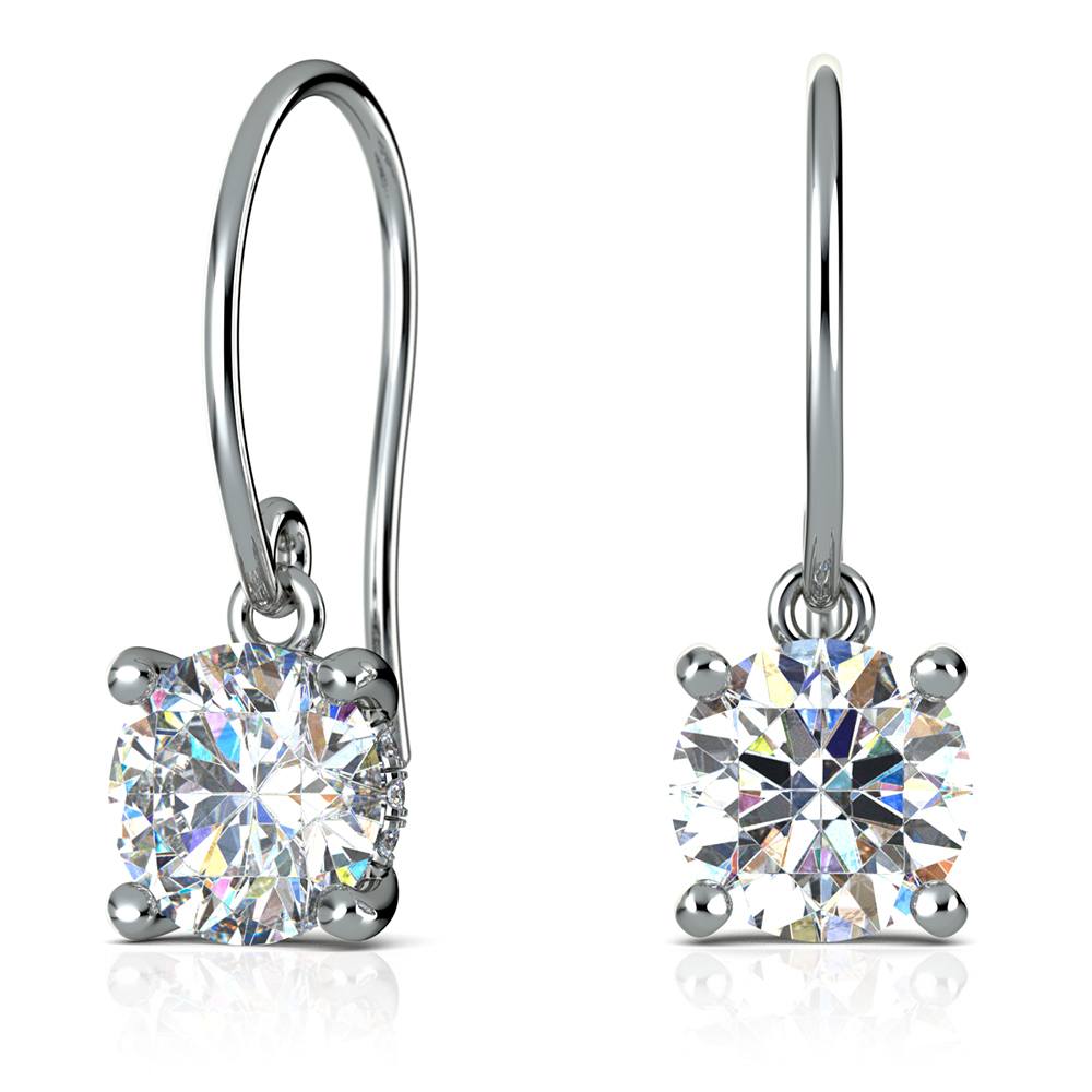 French Wire Diamond Earrings In White Gold