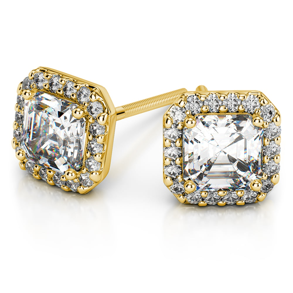 Halo Asscher Cut Diamond Earrings In Platinum - Settings