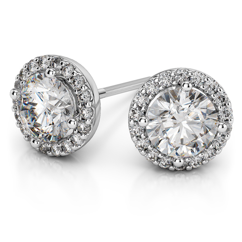 round halo diamond earrings