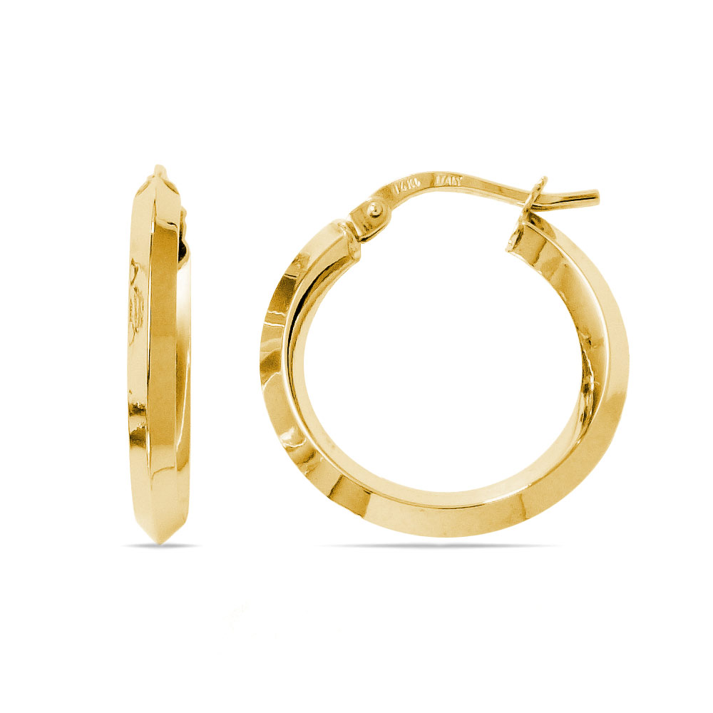 Knife Edge Gold Hoop Earrings | Medium (20 mm)