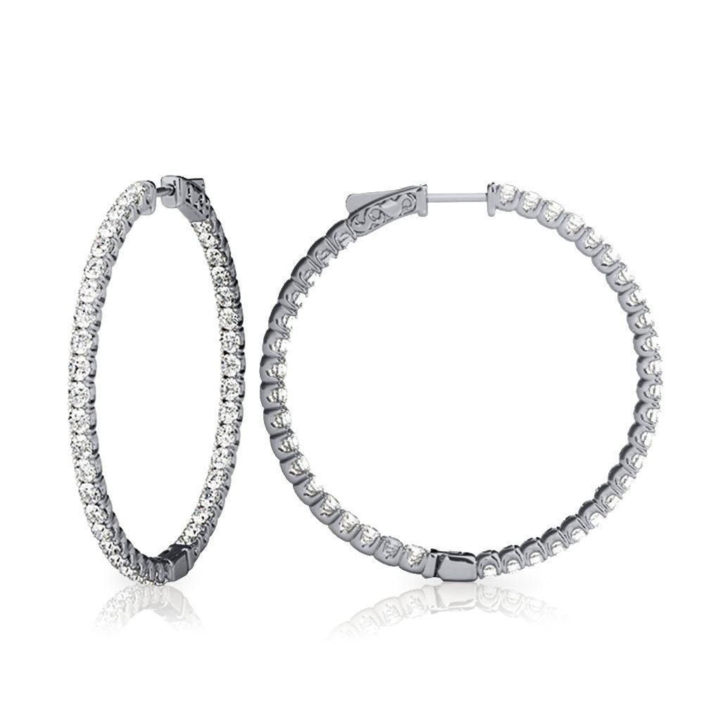 Diamond Hoop Earrings In White Gold (1 Ctw) 35mm