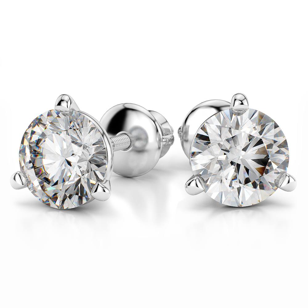 Martini Three Prong Earring Settings in Platinum