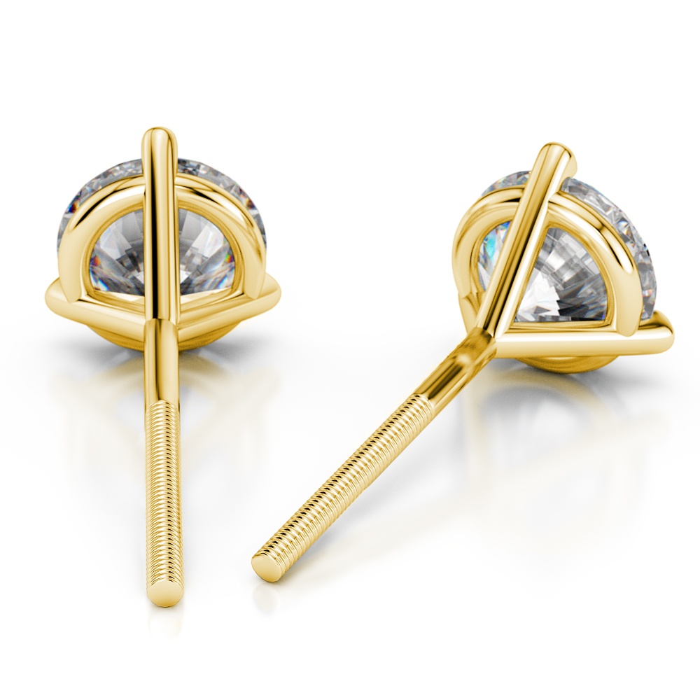 Martini Diamond Earring Settings In Classic Gold (3 Prong)