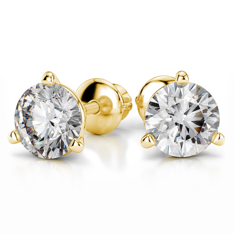 Martini Diamond Earring Settings In Classic Gold (3 Prong)