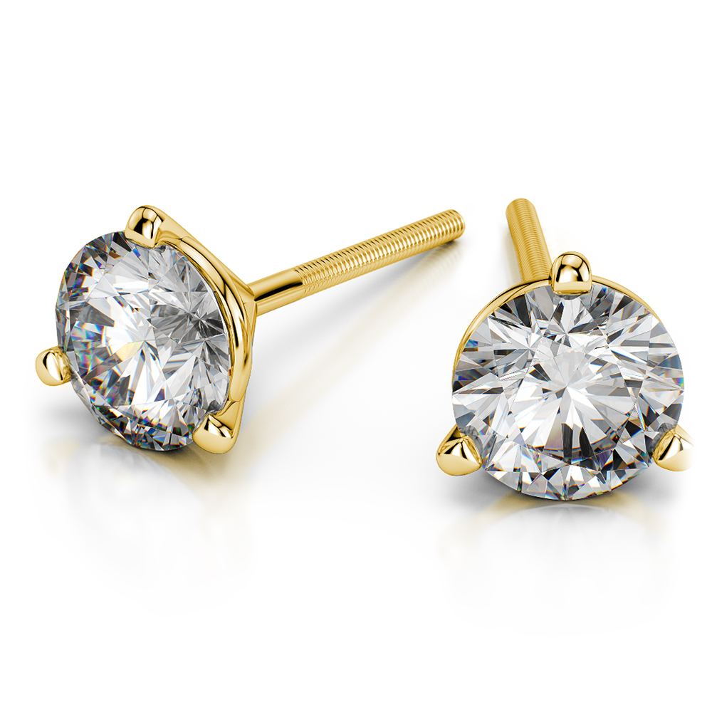 Martini Diamond Earring Settings In Classic Gold 3 Prong