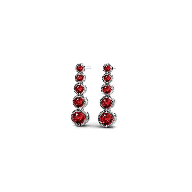 18Kt White Gold Ruby And Diamond Earrings