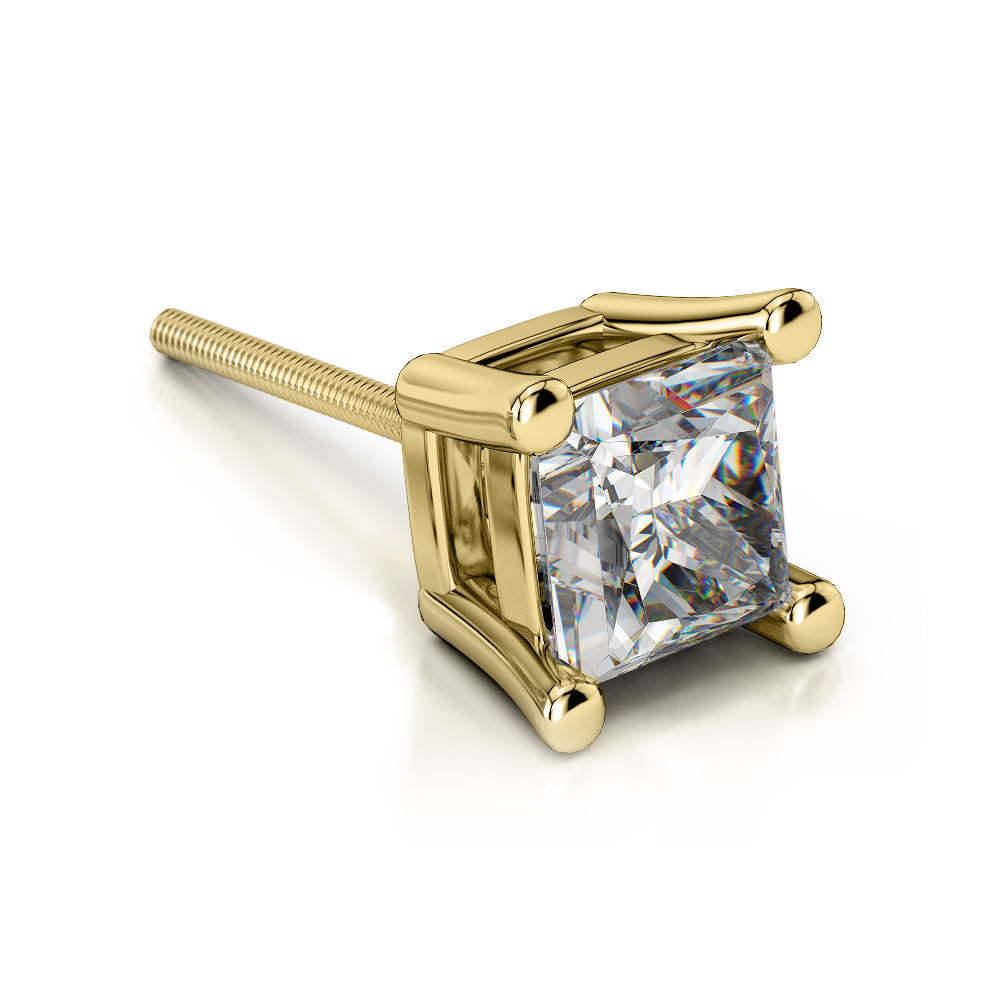 Mens Princess Cut Diamond Earring In Gold (1/2 Ctw)