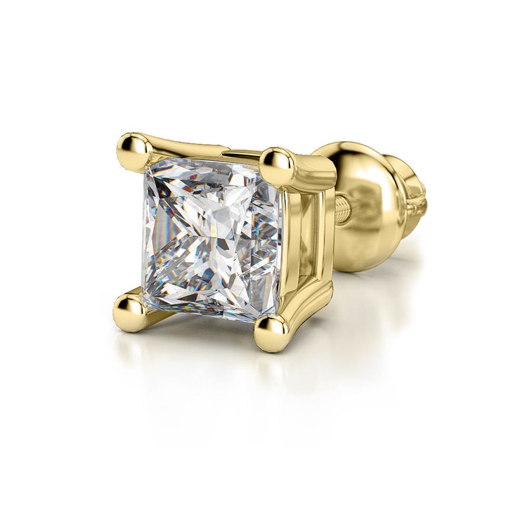 Princess Diamond Single Stud Earring In Yellow Gold (1/4 Ctw)