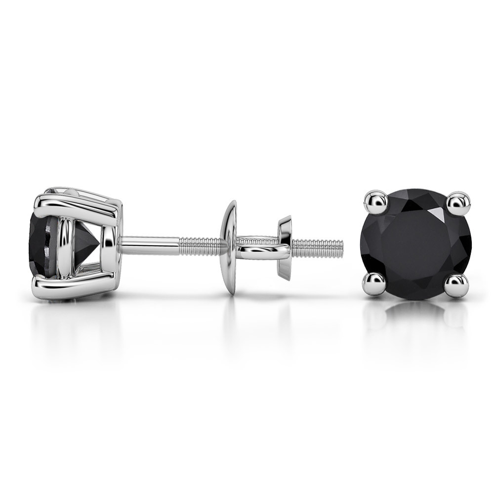 Round Black Diamond Stud Earrings in Platinum (1 1/2 ctw)