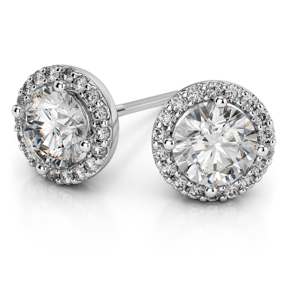 1/2 CTW Moissanite Halo Stud Earrings in White Gold (7 mm)