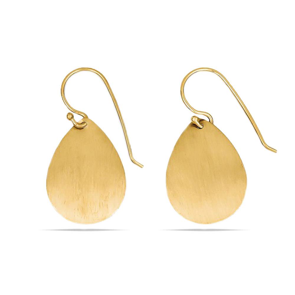 14K Gold Teardrop Earrings With Satin Matte Finish