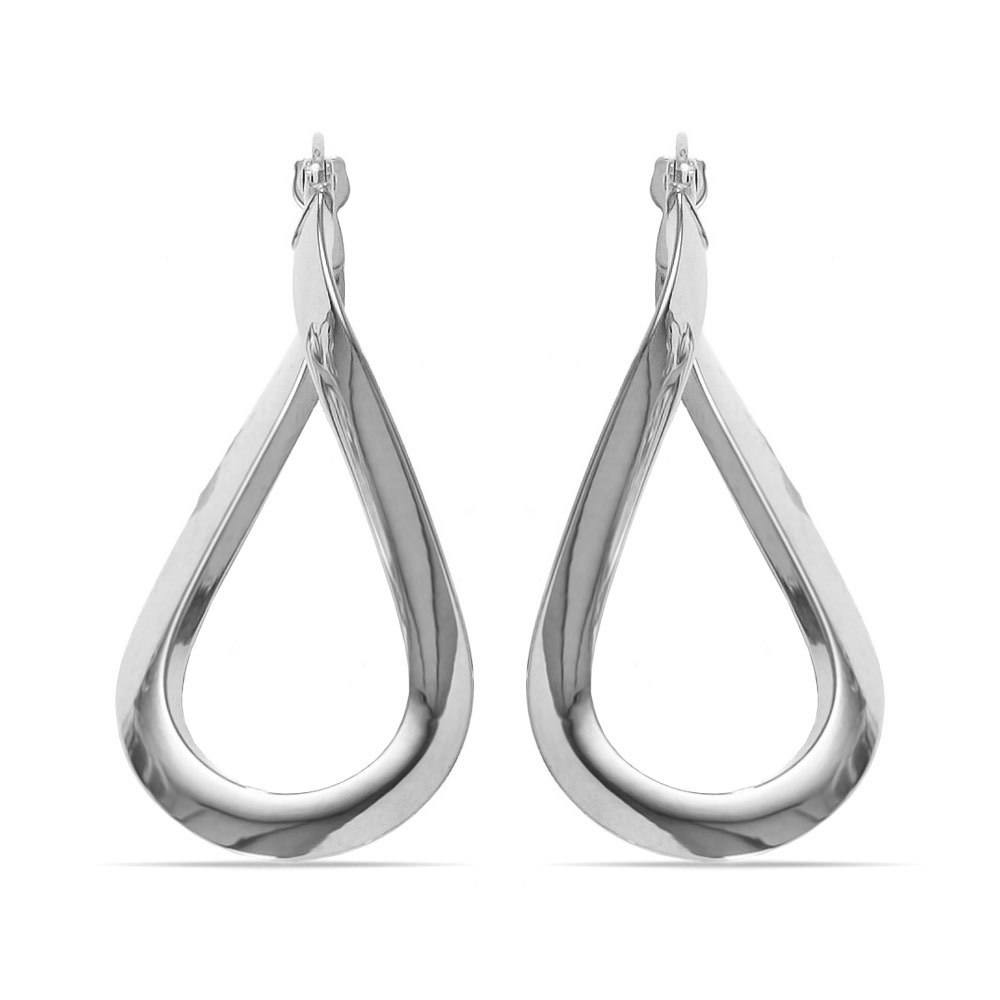 Teardrop Hoop Earrings In White Gold 5282