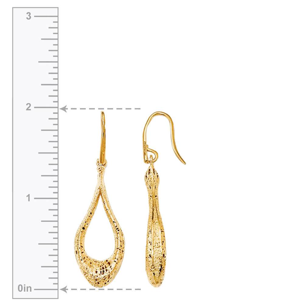 Textured Teardrop Dangle Earrings in Yellow Gold