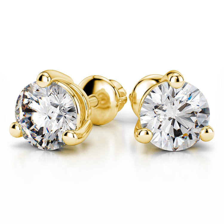 Three Prong Earring Settings In Yellow Gold