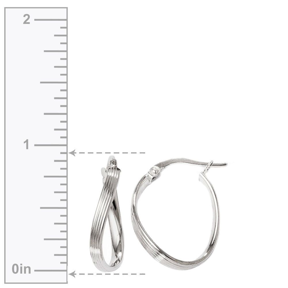 White Gold Twisted Oval Hoop Earrings