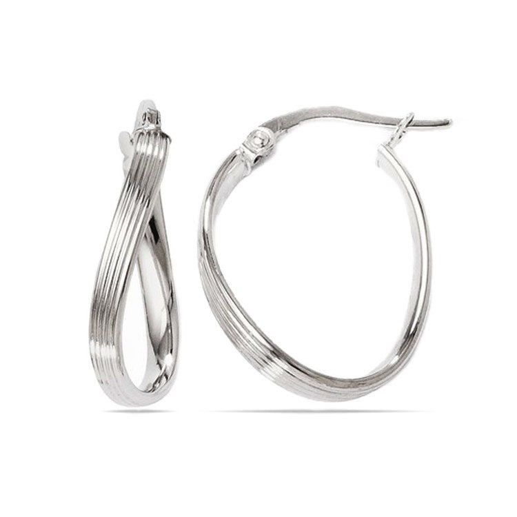 White gold sale oval hoop earrings