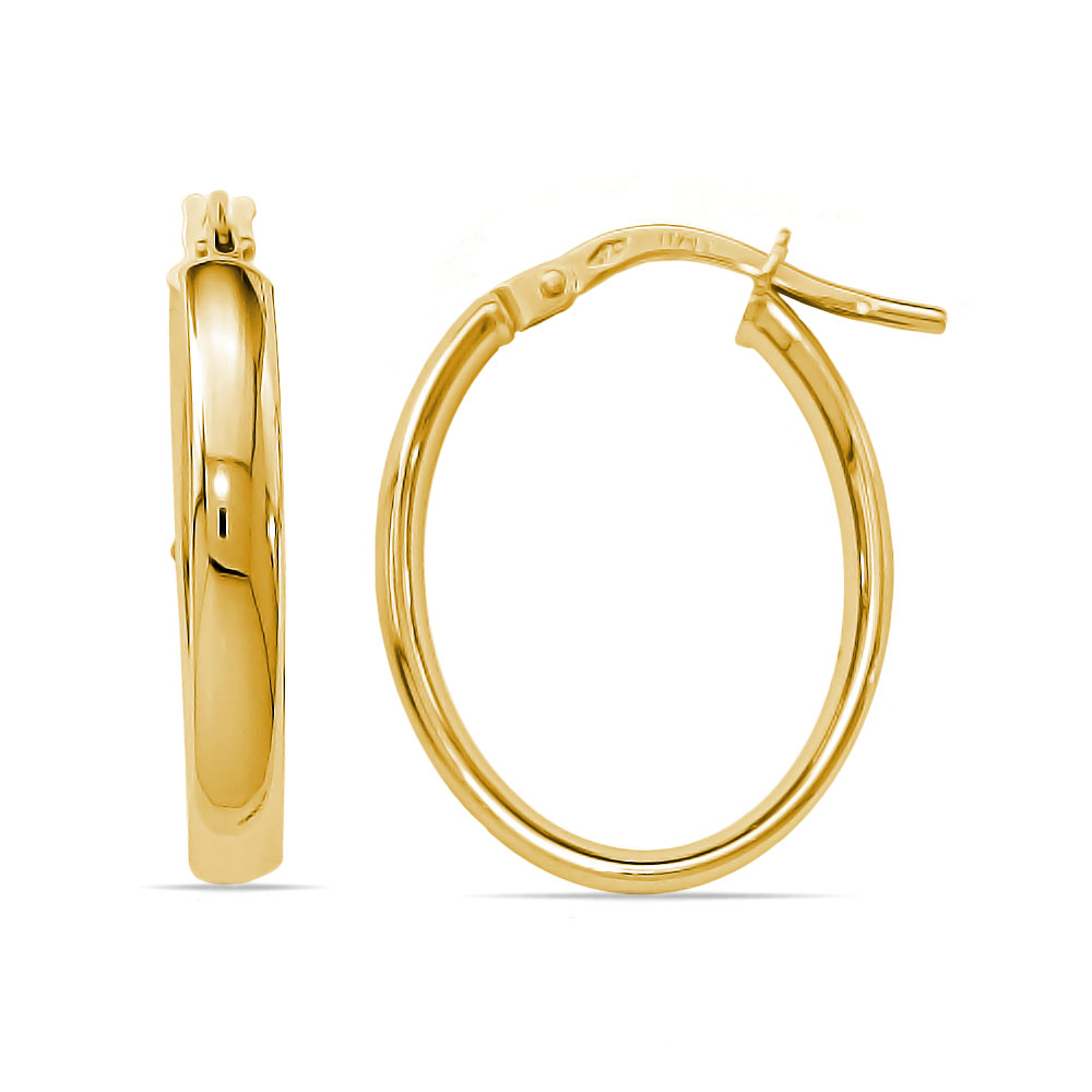 Small 14k Yellow Gold Wide Hinged Huggie Hoop Earrings