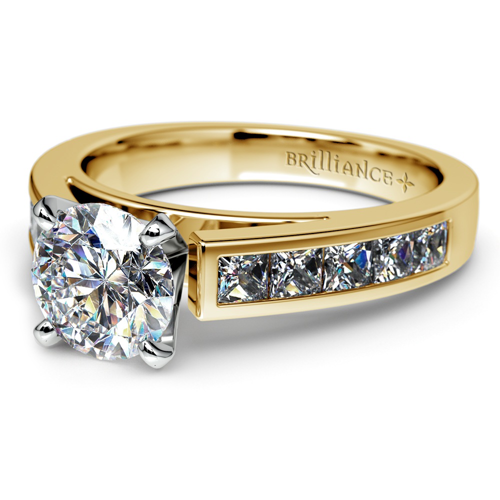 Princess Cut Channel Set Diamond Engagement Ring In Gold