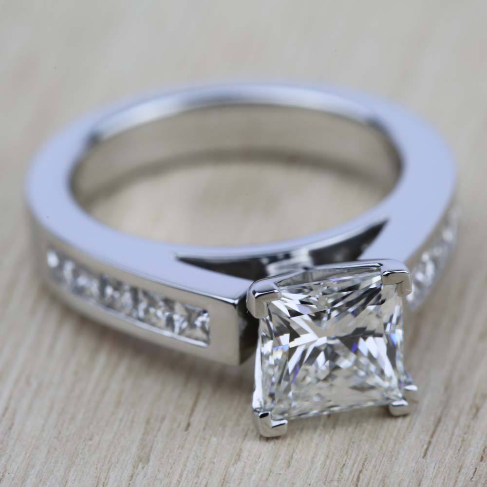 Princess Cut Channel Set Diamond Engagement Ring In Platinum