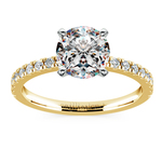 Petite Pave Solitaire Engagement Ring In Yellow Gold (1/4 Ctw)