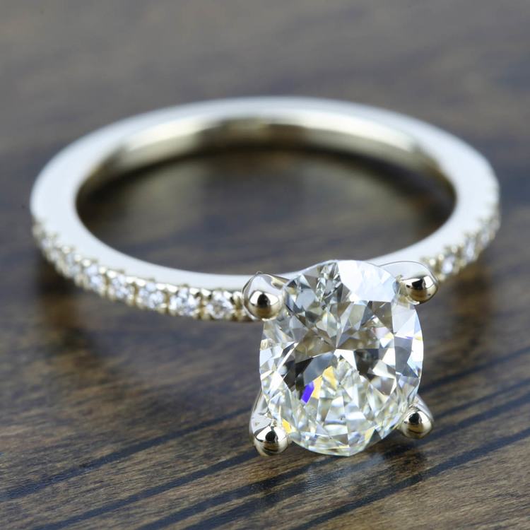 Petite Pave Solitaire Engagement Ring In Yellow Gold (1/4 Ctw)