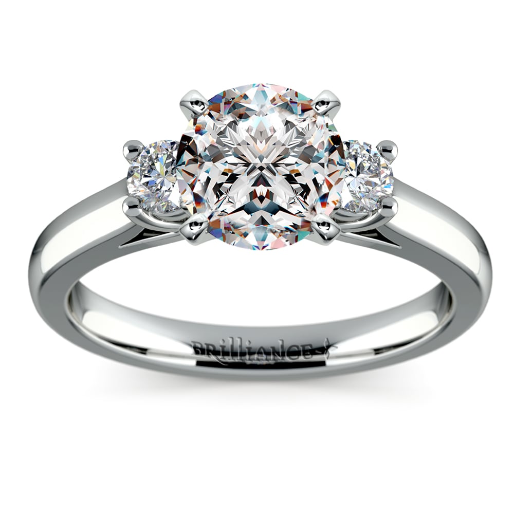 14K White Gold Single Row Prong Engagement Ring, Score's Jewelers