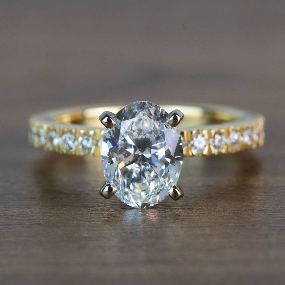 Petite Pave Engagement Ring Setting In Yellow Gold